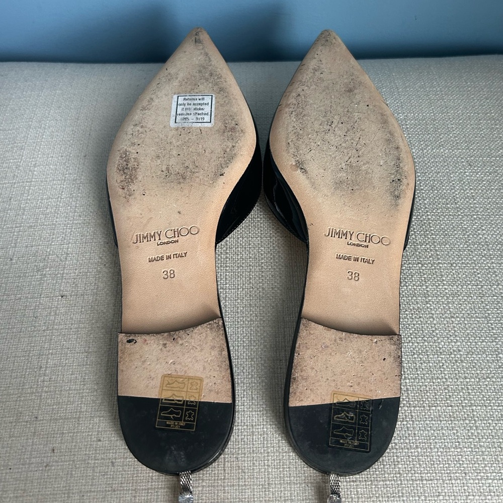 Jimmy Choo Saeda Patent Leather Crystal Flats - Picture 7 of 8